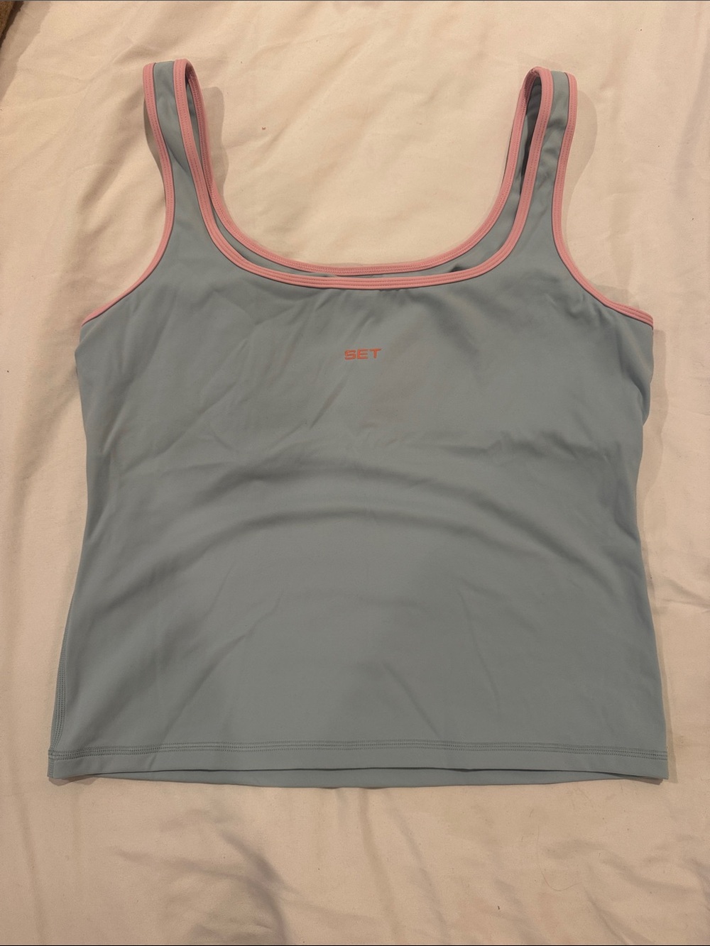 SET Active Sportbody Light Blue Scoop Tank with Pink Trim